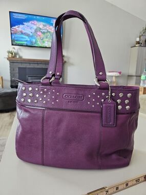 Coach Plum Leather Tote Bag